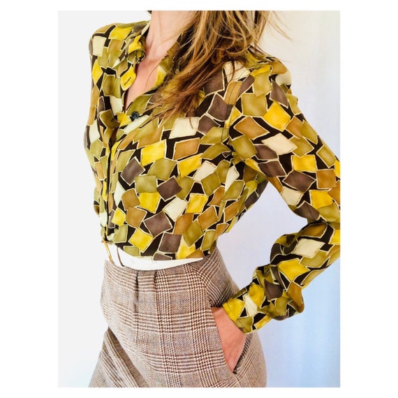graphic silk Jones New York blouse