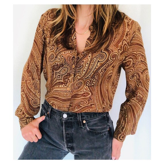 bohemian vintage Emanuel Ungaro paisley silk blous