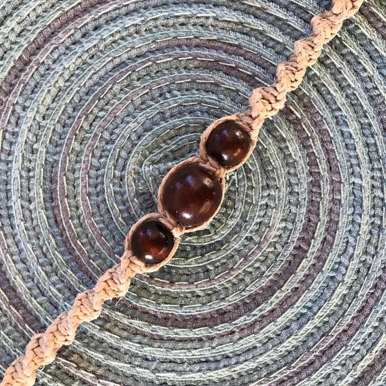 Handmade Hemp Bracelet with Brown Wooden Beads Etsy