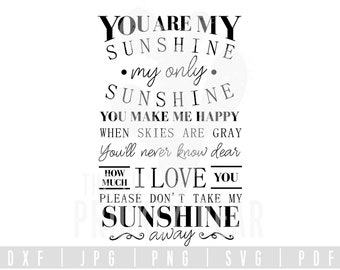 You Are My Sunshine Svg Etsy