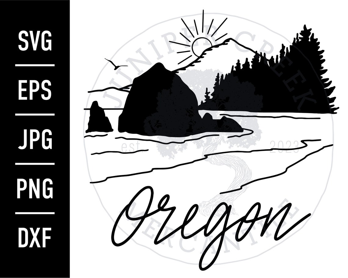 Oregon SVG Printable DXF Cut File Canon Beach Oregon - Etsy