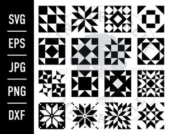 16 Quilt Blocks SVG Bundle | Printable JPG Files