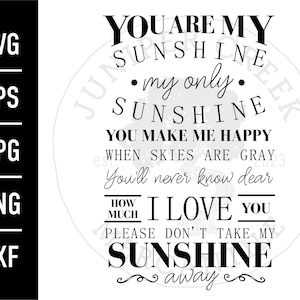 Tu es mon soleil SVG | Fichiers JPG imprimables | Fichier de coupe pour Cricut et Silhouette | Décor de pépinière | PNG