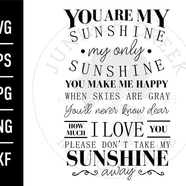 You Are My Sunshine SVG | Printable JPG Files | Cut File for Cricut and Silhouette | Nursery Decor | PNG