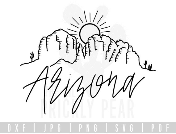 Arizona Landscape Jpg Png Svg Cut File Desert Scene Etsy