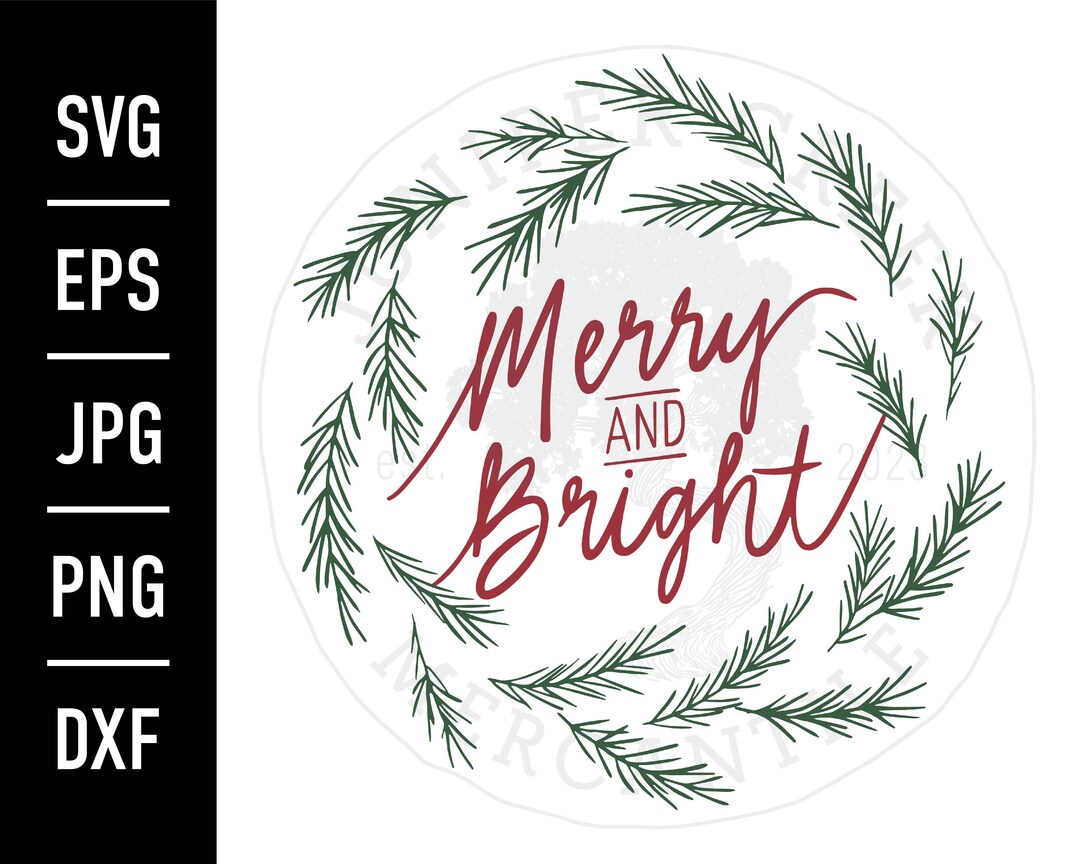 Merry and Bright Cut File | SVG | JPG | Printable | Christmas - Etsy