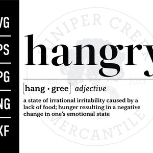 Hangry Definition SVG | Printable JPG | Cut File for Cricut