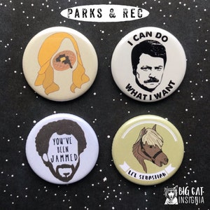 Épinglettes Parcs et Rec, Ron Swanson, Leslie Knope Pins, Cadeau