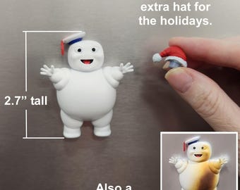 Mini Stay Puft Ghostbusters Inspired Refrigerator Magnet With Extra Hat