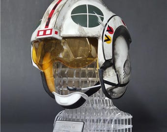 Star Wars (Green 10) X-Wing Fighter Pilot Inspired Replica Helmet And Bust Display