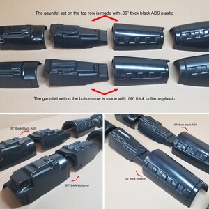 Pode incluir: Duas filas de luvas de pl&aacute;stico preto. A fila superior &eacute; feita de pl&aacute;stico ABS preto de 0,23 cm de espessura. A fila inferior &eacute; feita de pl&aacute;stico boltaron de 0,15 cm de espessura.