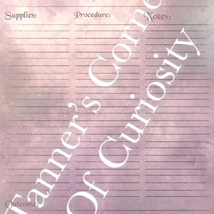 Spell Tracker Sheet for Book of Shadows or Junk Journal