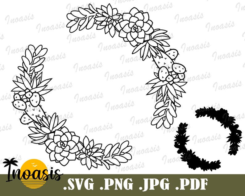 Succulent Wreath SVG Cut File Cactus Frame Cut File | Etsy
