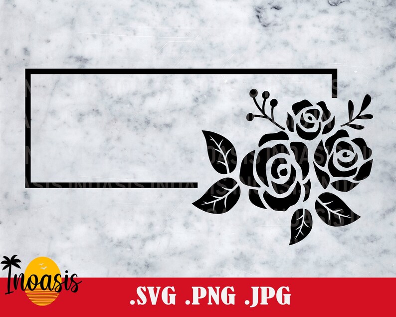 Download Floral Rectangular Frame SVG File Roses Wreath Clipart SVG ...