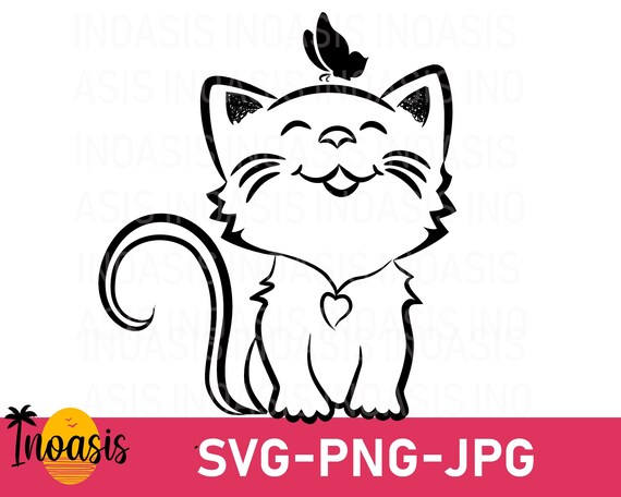 Butterfly Sitting On Cute Cat Svg Cut File Cute Cat With Etsy