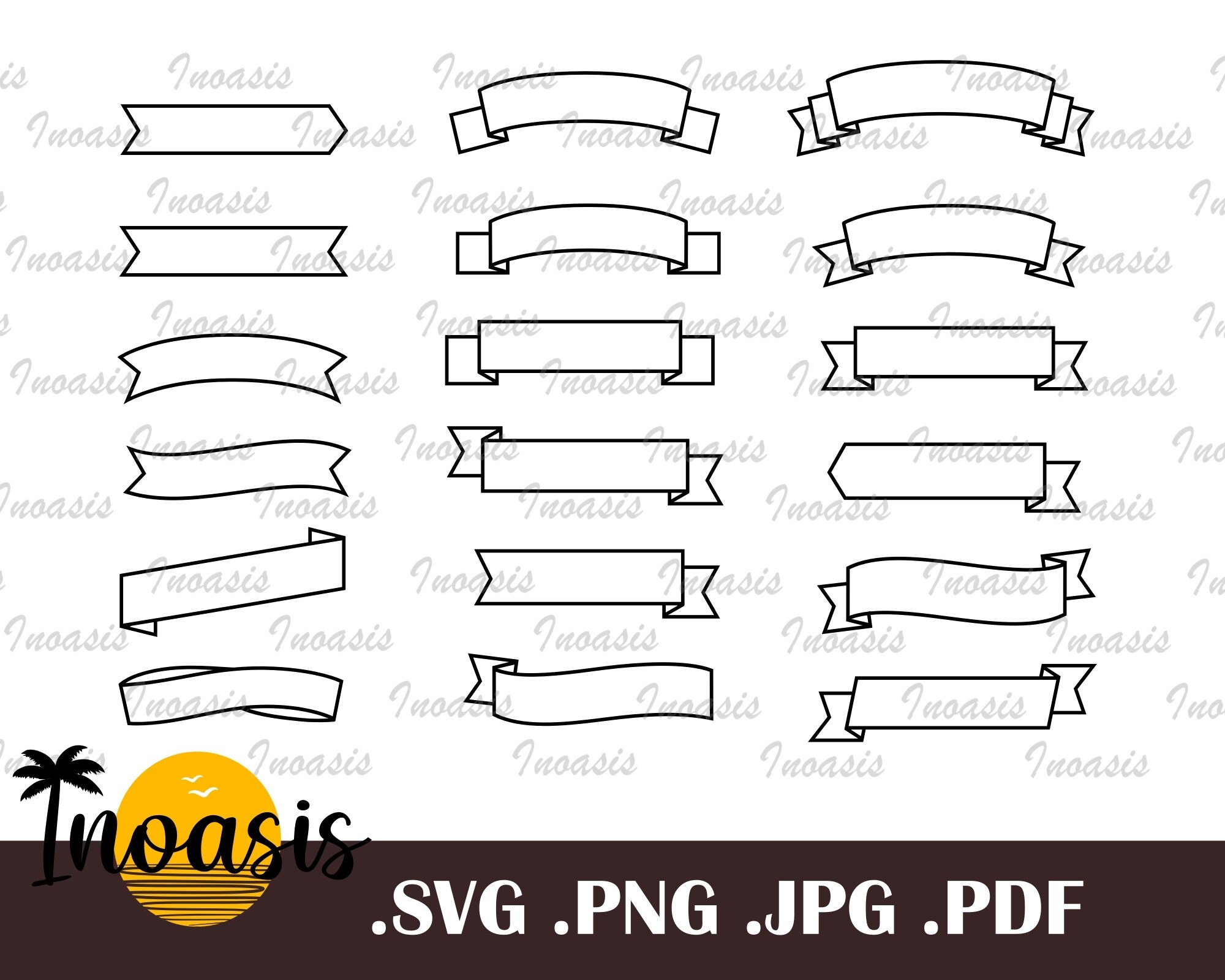 Banner SVG, Label SVG, Scroll Clipart, Ribbon SVG, Banner Outline