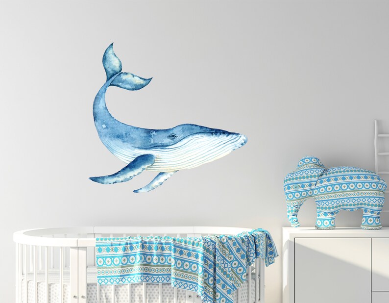 Whale wall decal for boys nursery room decoration Blue | Etsy