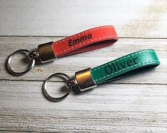 Oliver Leather Keyring Birthday Name Optional Engraving
