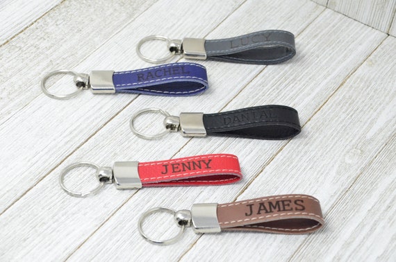 Oliver Leather Keyring Birthday Name Optional Engraving