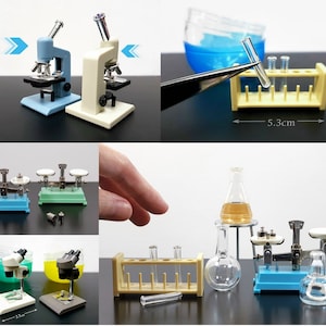 1/6 scale Dollhouse Miniature Research Scientist Lab Balance Scale, Test Tube and other Science Experiment Tool