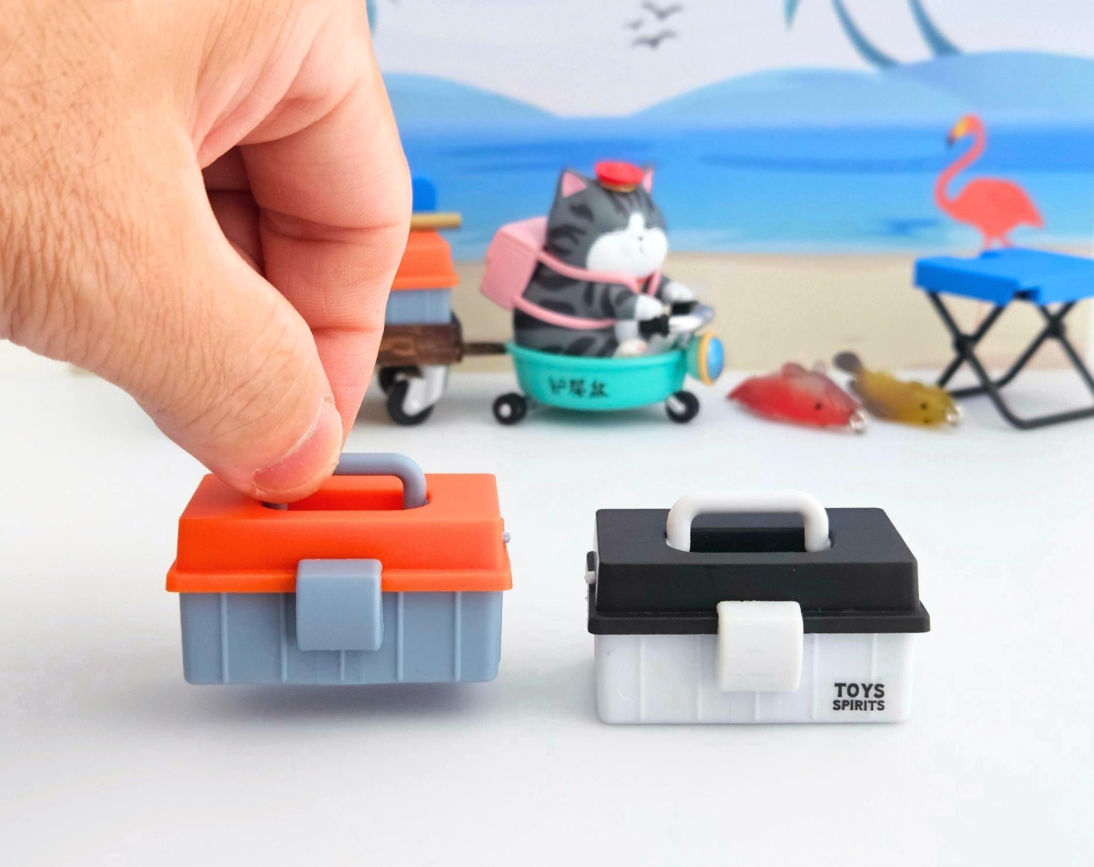 ［新品］ドイツ製釣り人風景ボックス形置き物 セール ドールハウス ミニチュア フィッシング ミニボックス