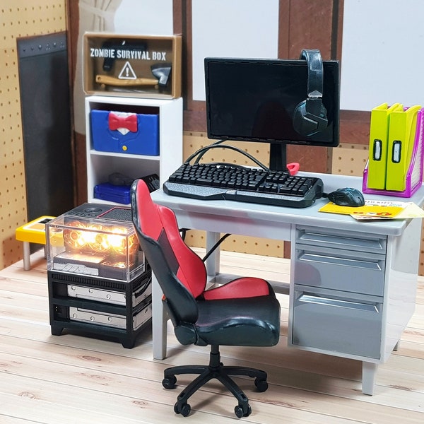 1/12 scale Dollhouse Miniature Really Glowing! Game/ Gaming PC Desktop Computer mascot All 5 types set