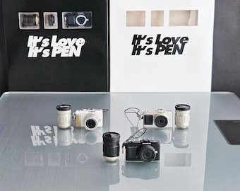 SALE  Limited Dollhouse Accessories Miniature OLYMPUS Pen Strap/ Diorama Photography Camera with Lens Replacement Included.