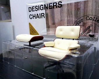 Originele schaal 1/12 beperkte kleur miniatuur designstoelencollectie - fauteuil en poef