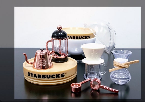 1/6 Scale Collectible Dollhouse Miniature Starbucks Coffee Maker Equipment- coffee Dripper,coffee Machine,cup and Etc 