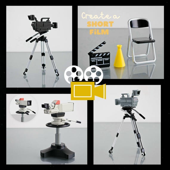 Retro 1:12 scale Diorama Dollhouse Miniature TV Movie Filming Camera Mascot Collection - Limited Item