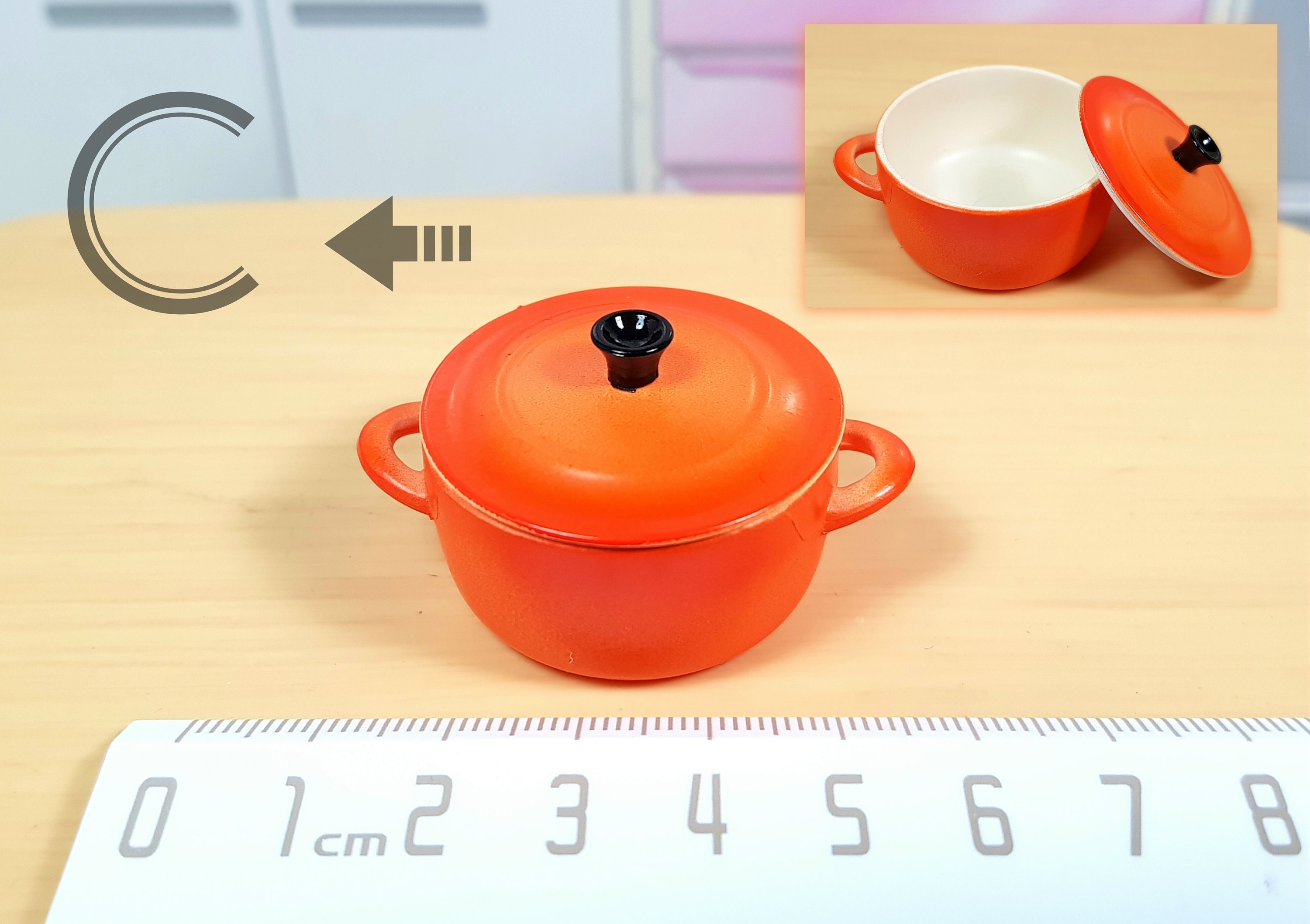 1/6 Scale Re-ment Dollhouse Miniature Kitchen Accessories cooking Pot,  Oven, Cut Board, Containers, Cups W/holder, Chopstick Stand, Bowl. 