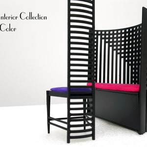 Unique original 1/12 scale Dollhouse Miniature Designer Chair Collection in Limited Color with Soft Seat