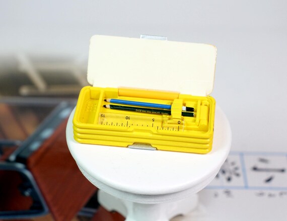 Re-ment miniature stationary pencil case,pencils and ruler Dolls ...