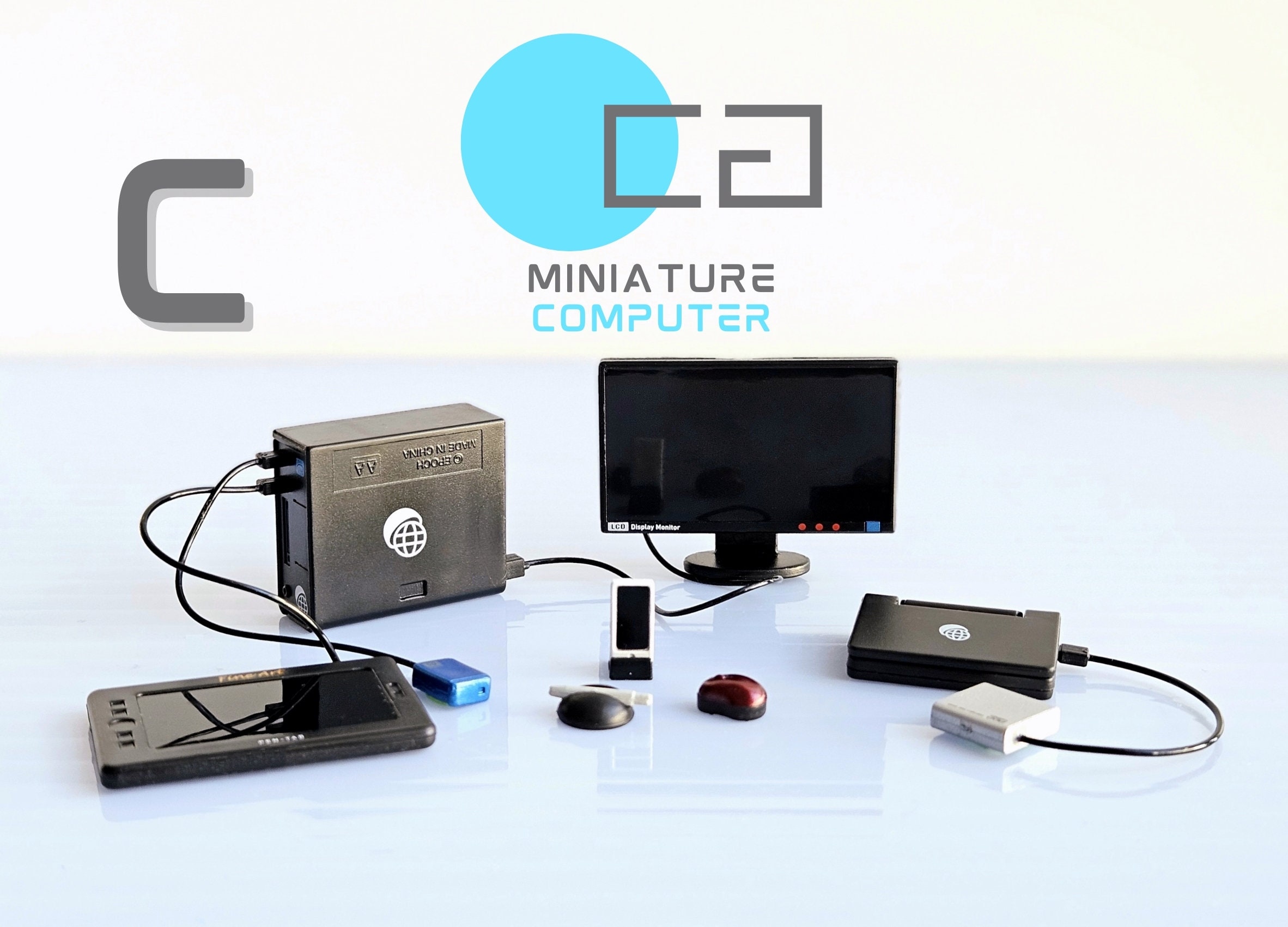 Computer Network Toy Model 1:12 Scale Dollhouse Miniature PC/ Game Computer Set - Work Desk ...