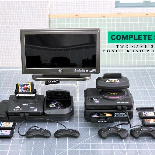SALE  SEGA History Collection Mega Drive Edition Dollhouse Miniature PC Game, Monitor (with remote), Game picture.