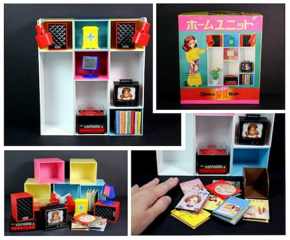 昭和レトロ ミニチュア収納家具 セット セール ドールハウス ミニチュア 昭和レトロ リカちゃん 白白家具 本棚