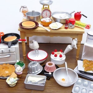 Re-ment Dollhouse Miniature Kitchen DIY & Food Preparation - Bakery, Cookware, Ice-cream, Cake and Utensils set