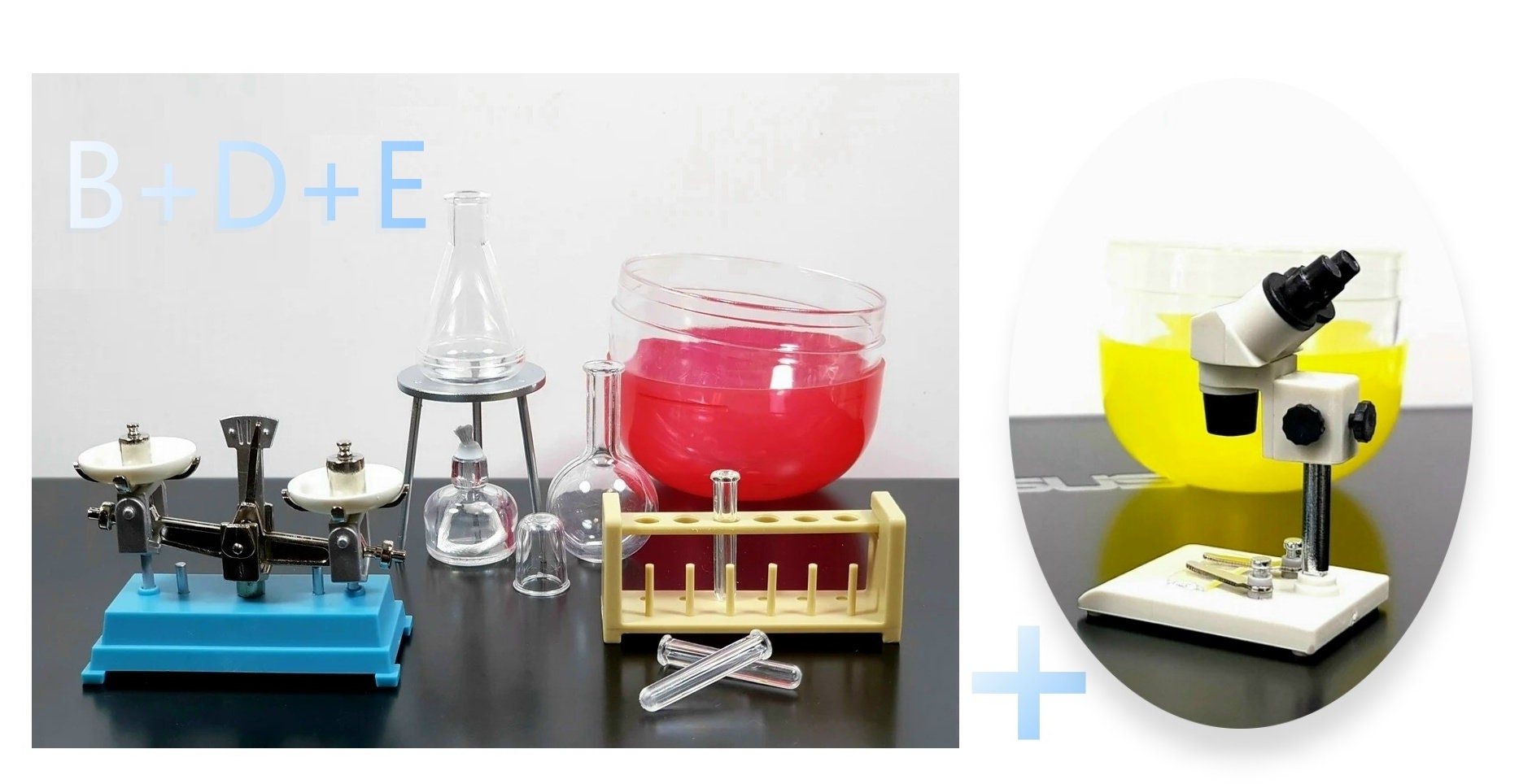 Juego De Tubos De Ensayo Y Taza Medidora En Miniatura Con Estante De Madera – Accesorios De Laboratorio Para Casa De Muñecas, Manualidades Y Decoración