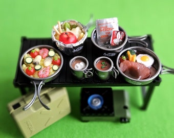 Dollhouse Miniature Diorama Picnic Camping foods