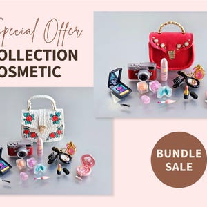 Bundle Sale Dollhouse Miniature Mini Fashion Bag with Re-ment Makeup Cosmetics and Accessories
