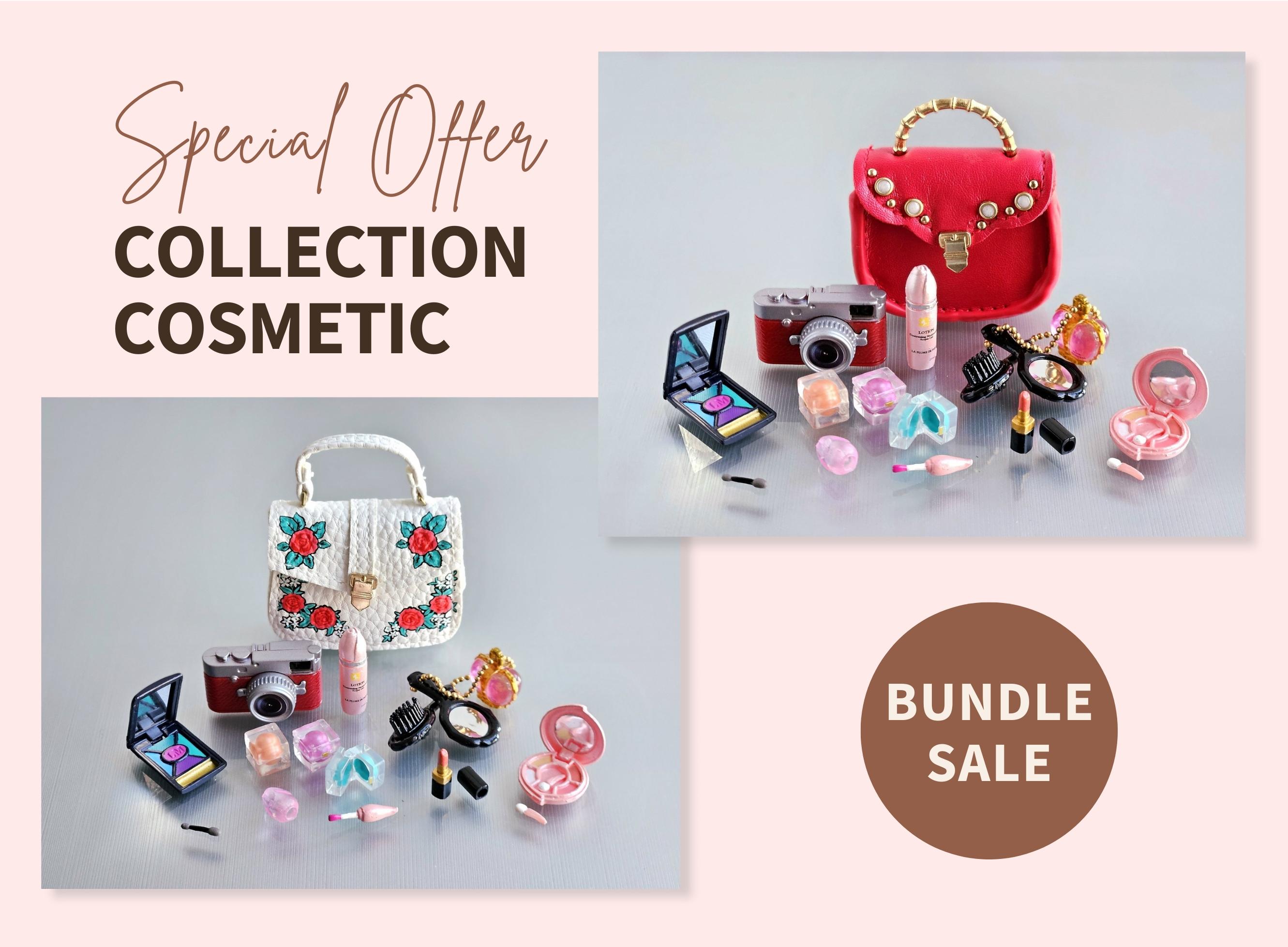 Bundle Sale Dollhouse Miniature Mini Fashion Bag with Re-ment Makeup Cosmetics and Accessories
