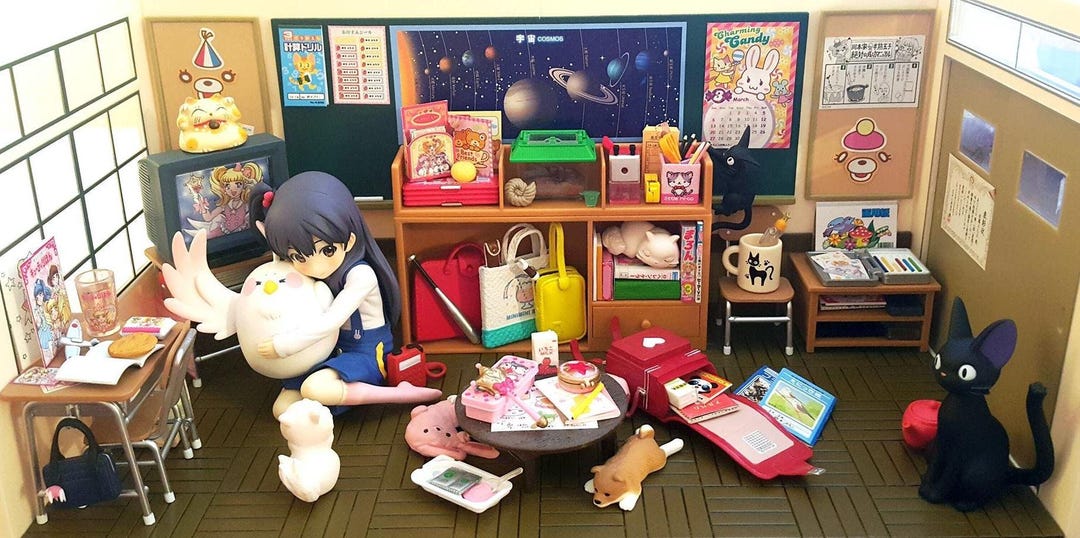 Re-ment Dollhouse Miniature School Goods Stationery - Writing Sets, Pencil case, NoteBooks, Sharpener, Scissors & etc