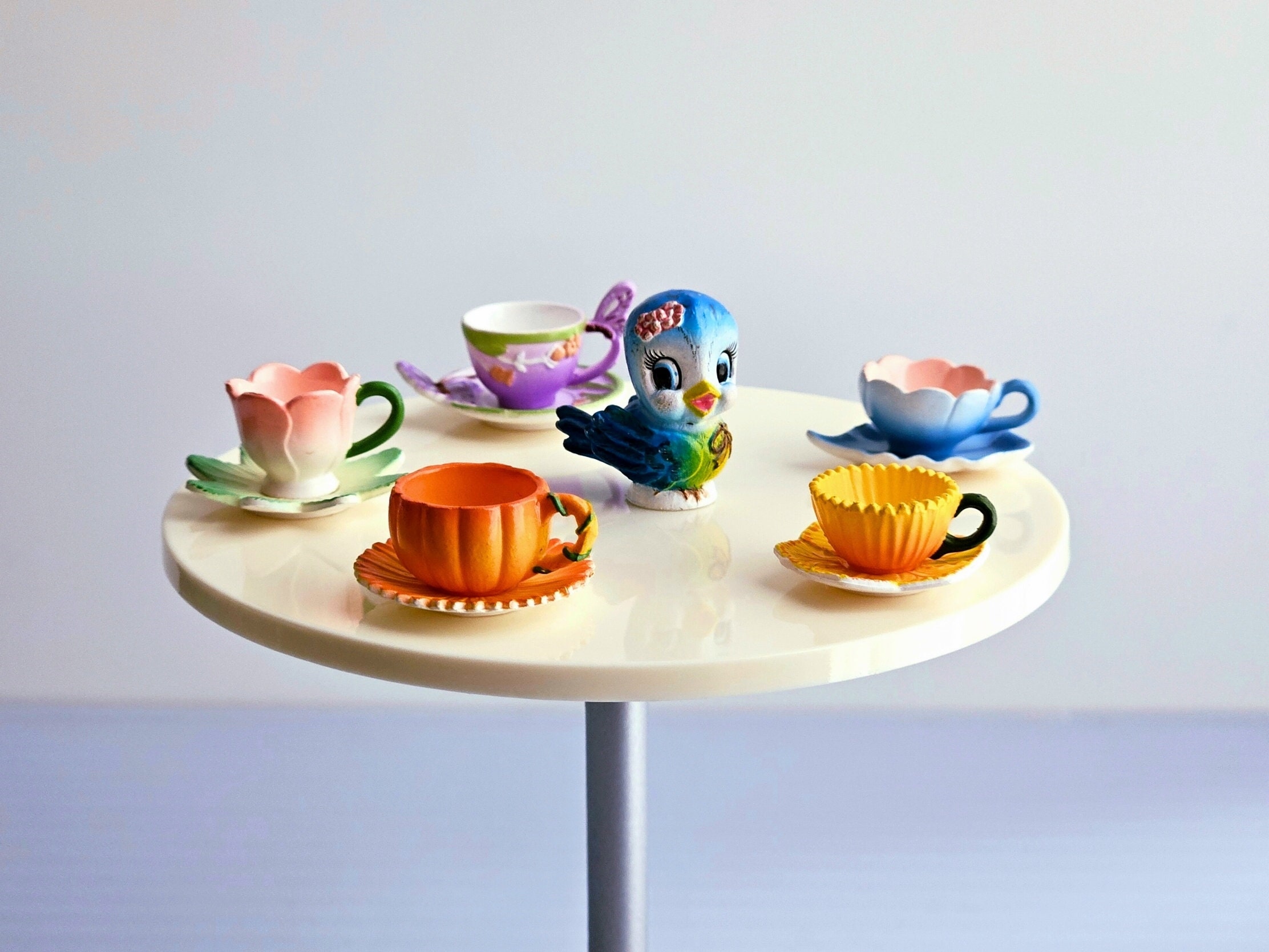 Set Servizio Da Tè In Miniatura Scala 1:12 | Accessori Vintage In Porcellana Per Casa Delle Bambole | Teiera, Tazze, Biscotti E Gnomo - 2