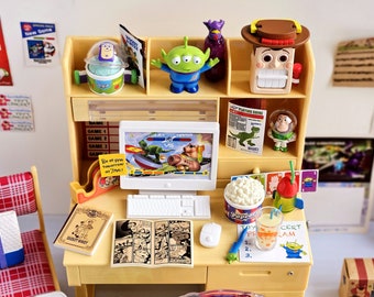 SALE Rare Re-ment Dollhouse Miniature Pixar Toy Story Happy Toy Room - Stationery, PC computer, Games, Lunch box, Music & accessories