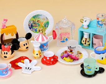 1/12 -1/6 scale  re-ment Dollhouse Miniature Disney Character Vintage Tableware Collection- cups, plate, container and etc