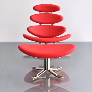 1/12 scale Original Famous miniature designer chair -Red corona chair and ottoman