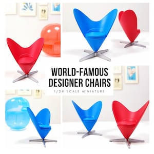 Miniature Designer Chair 1/24 Scale - Heart-Shaped Cone Chair