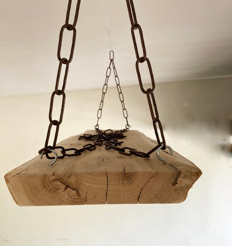 Lámpara de techo de madera roble, alerce, ... 80-120 cm 3-5 focos LED lámpara colgante, lámpara colgante roble macizo, auténtica artesanía imagen 5