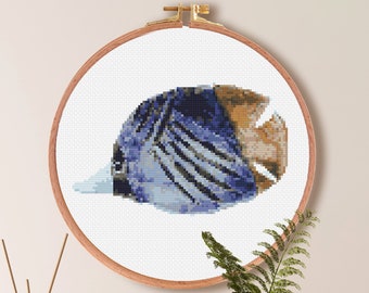 Fish Cross Stitch Pattern , Beach Ocean Cross Stitch Pattern , Sea Animal Cross Stitch , Blue Brown Animal Pattern , Easy Embroidery PDF