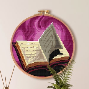 Magic Book Cross Stitch Pattern, RPG Cross Stitch Design , Wizard X Stitch , Game Stitch Pattern , Nerdy Cross Stitch , Geeky Pattern